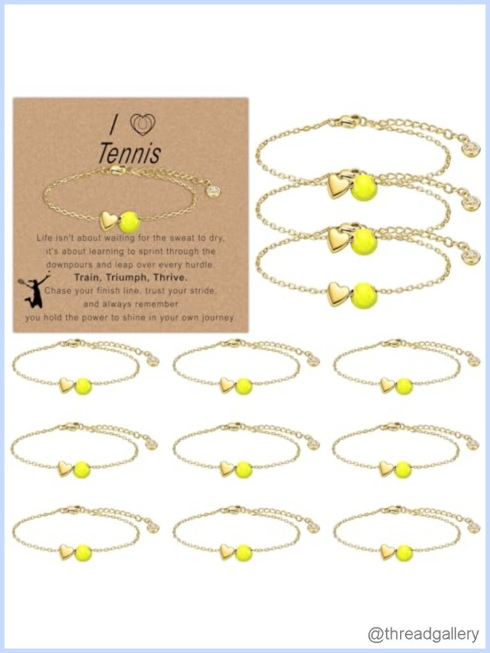 12 Tennis Bracelets Adjustable Alloy Chain Heart Charm Sporty